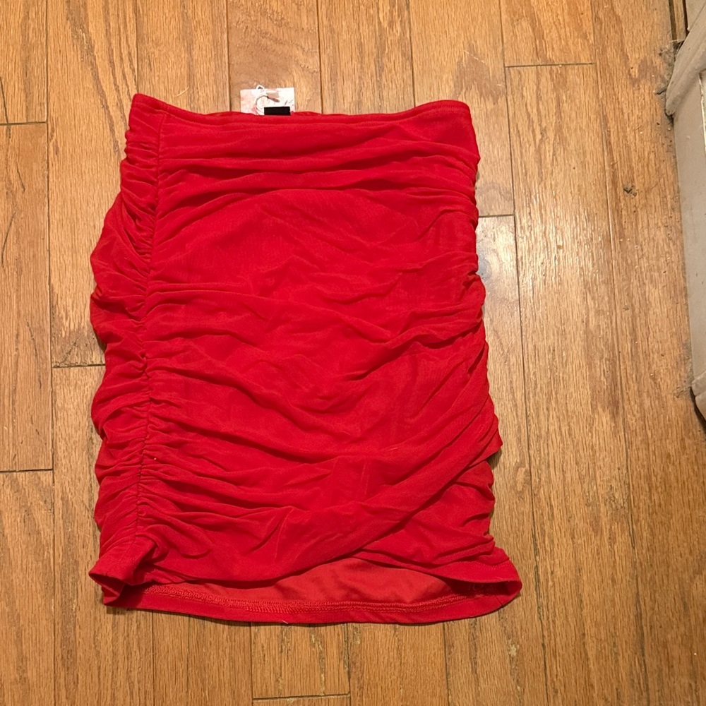 Elegant Red Ruched Skirt